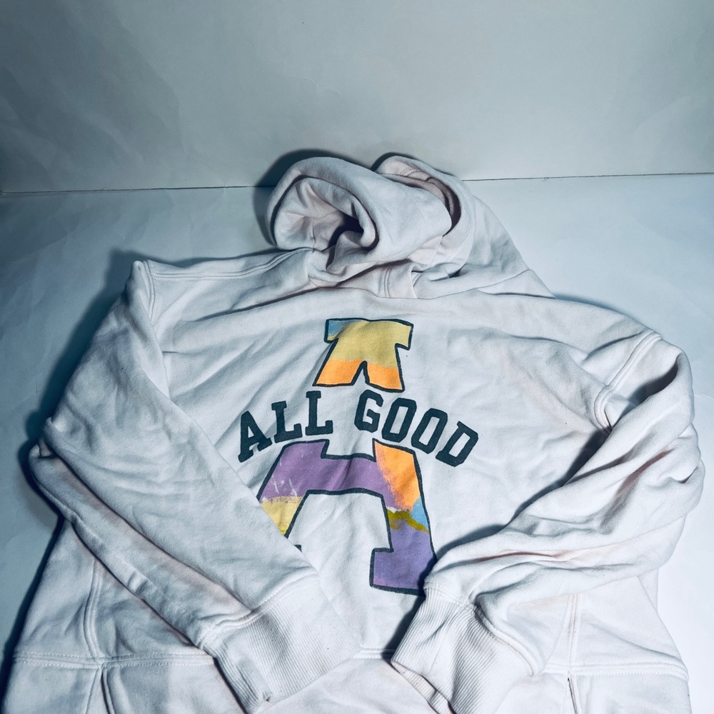 Old Navy Girls White Hoodie With Graphic Size 8 Medium